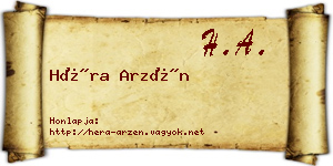 Héra Arzén névjegykártya